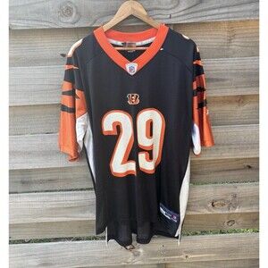 Cincinnati Bengals Leon Hall Reebok Jersey Black Orange Y2K 2000s Mens XL
